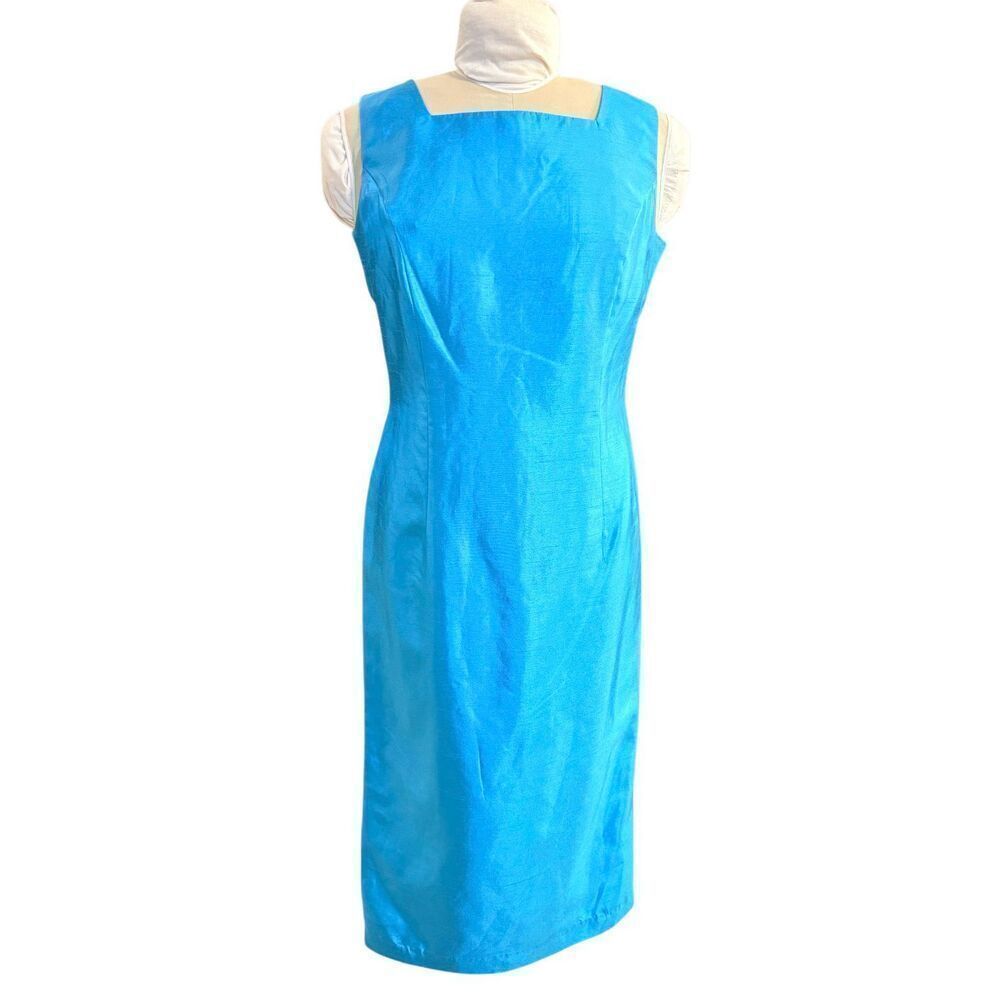 Ashro Teal Midi Sheath Dress Square Neck Teal Sz. 6 Party Event Occasion